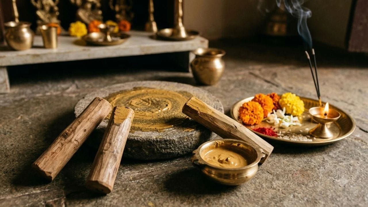 चंदन का उपयोग केवल तिलक लगाने तक ही सीमित नहीं है। चंदन की माला के साथ मंत्रों का जाप करने की भी परंपरा है। ऐसा माना जाता है कि देवी गायत्री, माँ सरस्वती और माँ लक्ष्मी के मंत्र चंदन की माला के साथ जपे जाते हैं। इससे साधना के दौरान मन को स्थिर रखने में सहायता मिलती है।